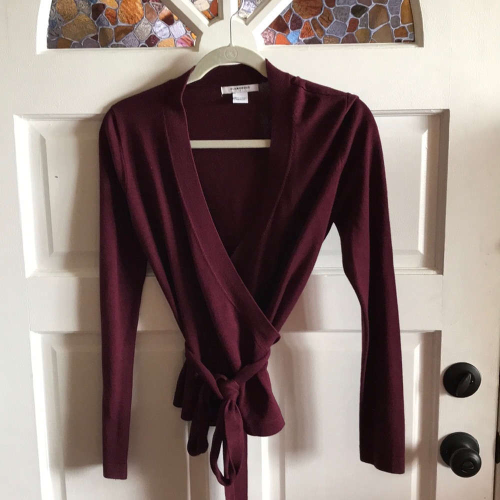 Maroon wrap sweater size M